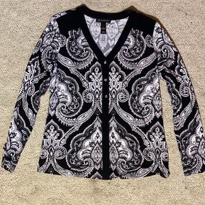 INC Black & White Paisley Top